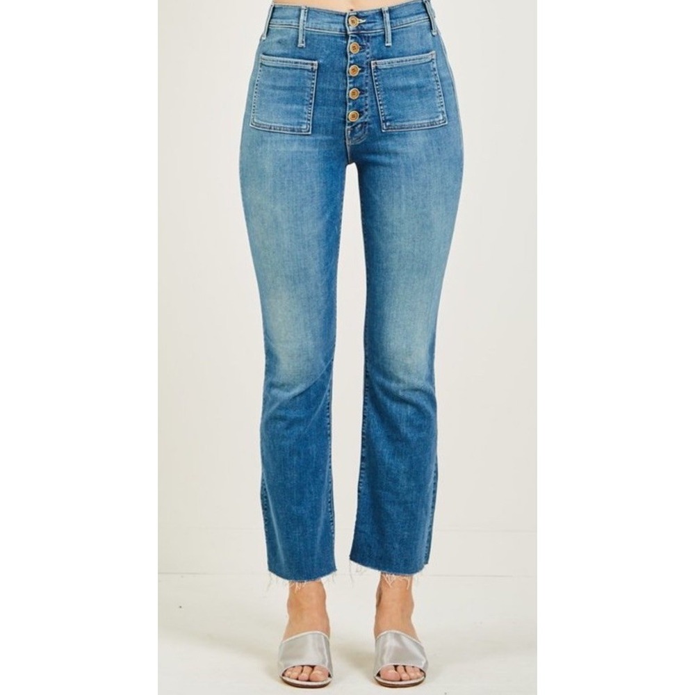 MOTHER The Patch Pocket Hustler Ankle Jeans Love For Sail Size 25 Flare Stretch